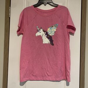 Cat & Jack unicorn ppink t-shirt girls 14-16 color changing sequins barbiecore
